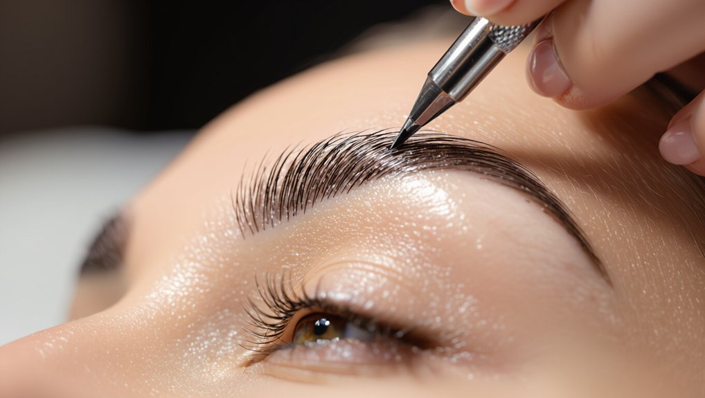 detailed hairstroke microblading technique